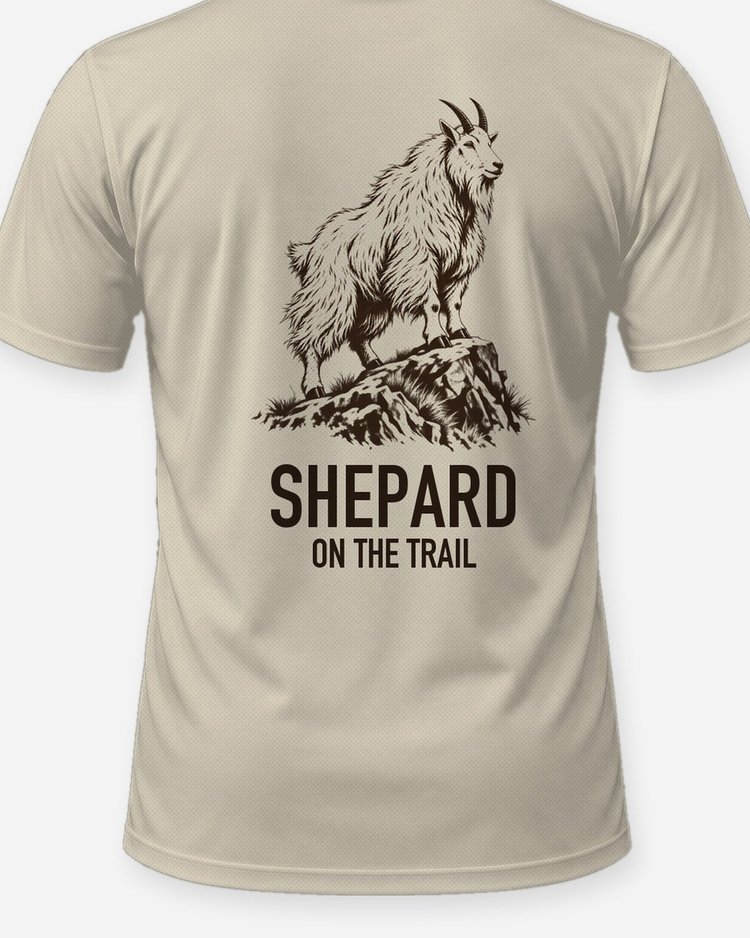 Custom Family Name On The Trail Mountain Goat Woodcut Shirt - print close-up