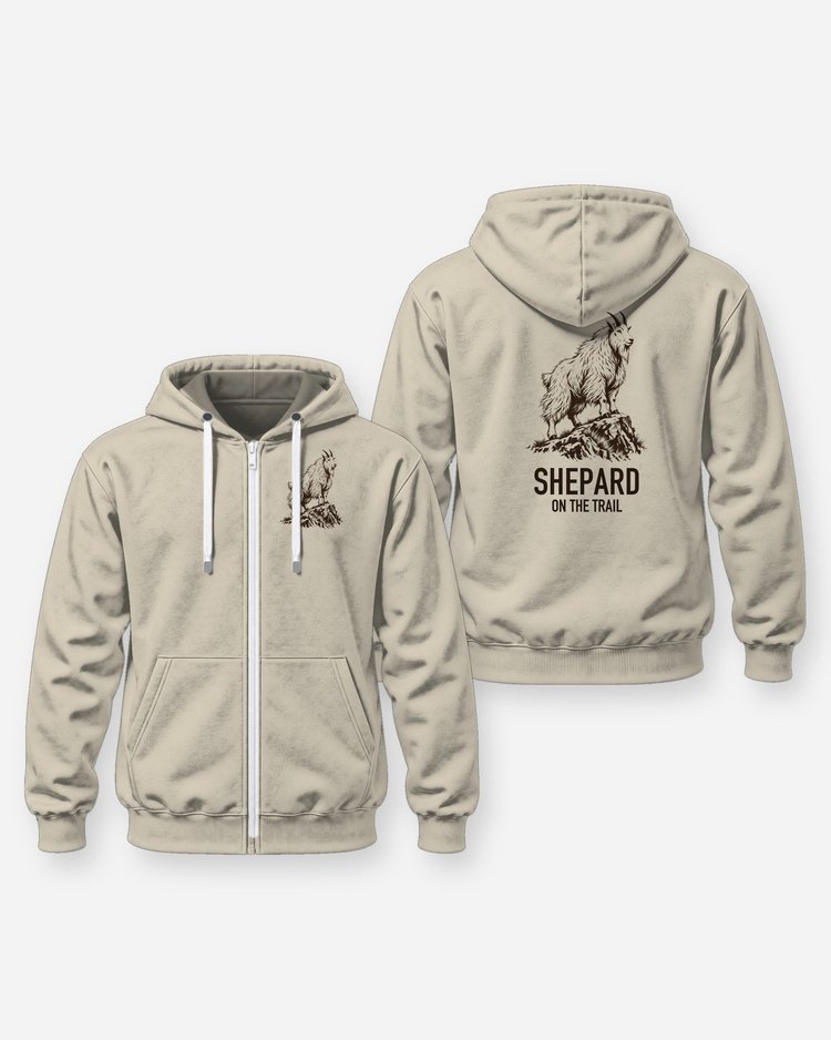 Custom Family Name On The Trail Mountain Goat Woodcut Shirt - Zip Hoodie