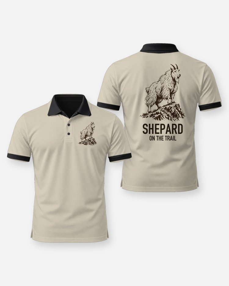 Custom Family Name On The Trail Mountain Goat Woodcut Shirt - Polo