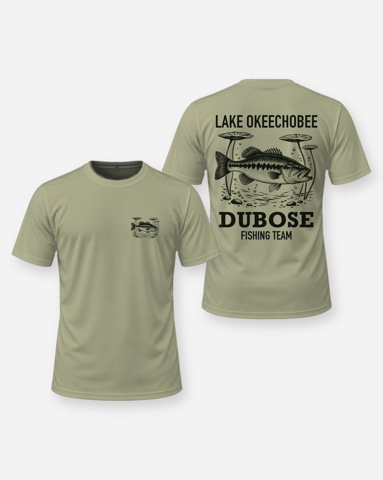 Lake Okeechobee Custom Name Fishing Team Largemouth Shirt - front and back