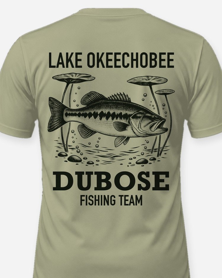 Lake Okeechobee Custom Name Fishing Team Largemouth Shirt - print close-up