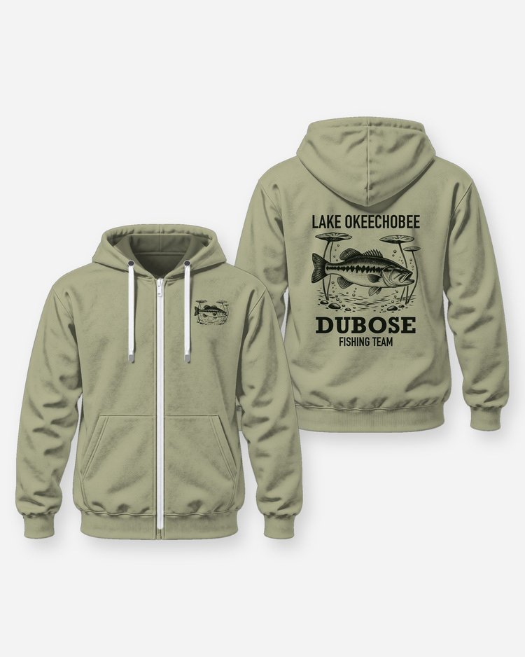 Lake Okeechobee Custom Name Fishing Team Largemouth Shirt - Zip Hoodie