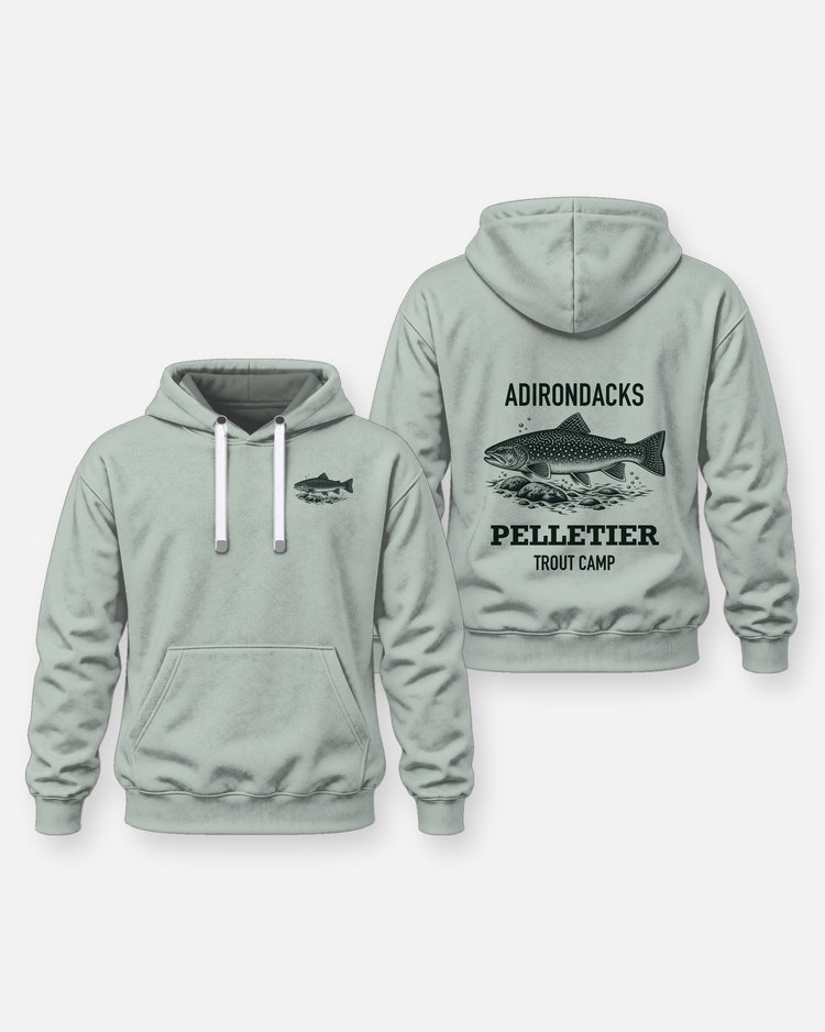 Adirondacks Custom Name Trout Camp Brook Trout Woodcut Shirt - Hoodie
