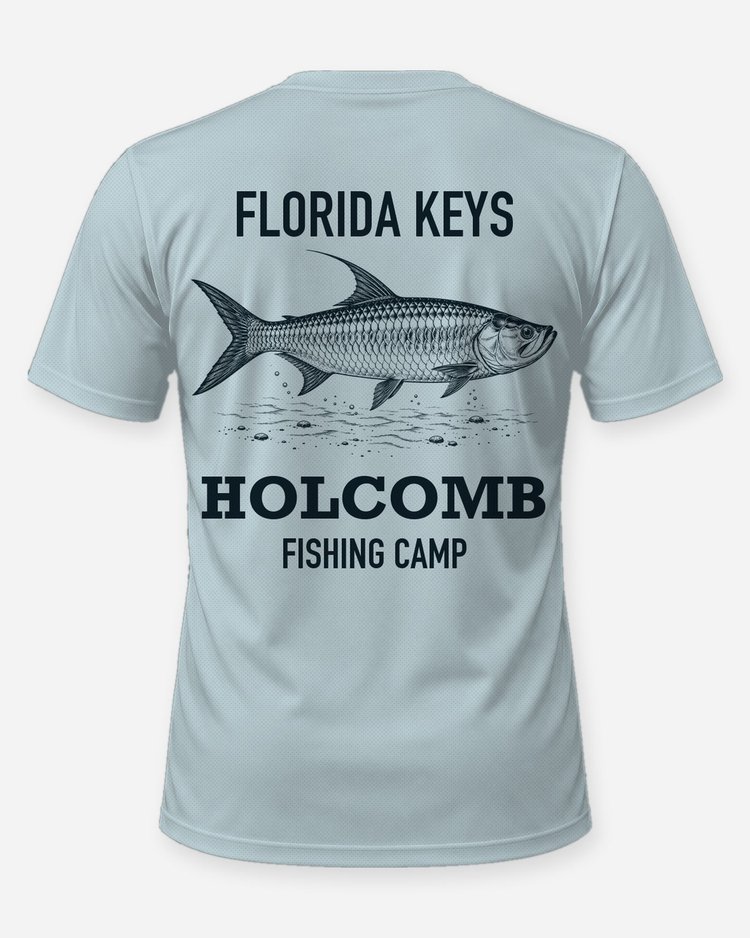 Florida Keys Custom Name Fishing Camp Tarpon Woodcut Shirt - back