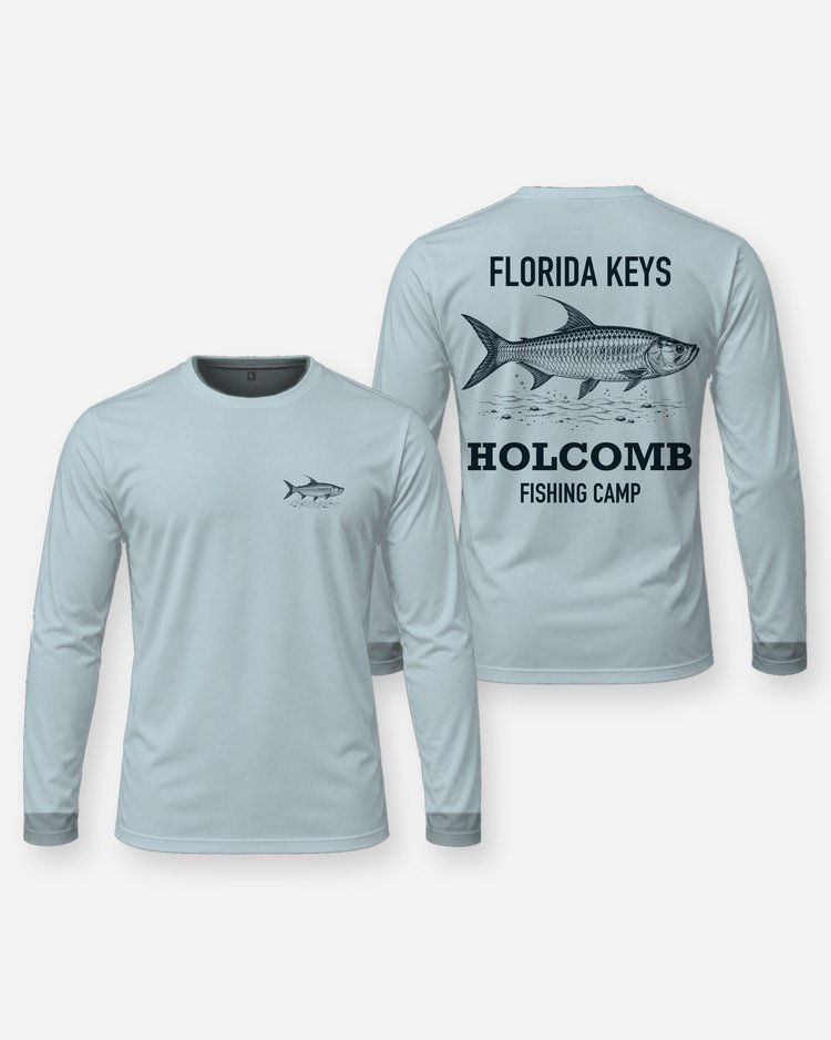 Florida Keys Custom Name Fishing Camp Tarpon Woodcut Shirt - Long Sleeve