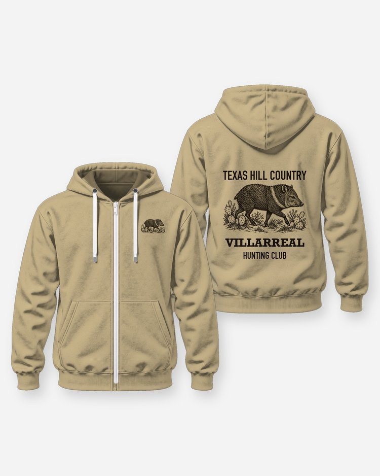 Texas Hill Country Custom Name Hunting Club Javelina Shirt - Zip Hoodie