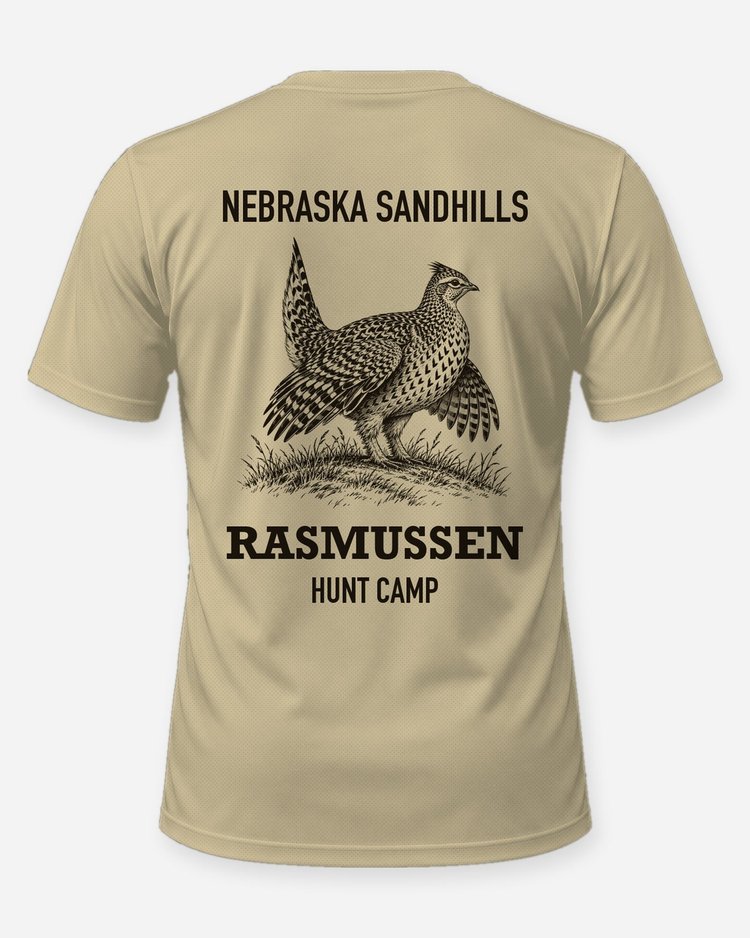 Nebraska Sandhills Custom Name Hunt Camp Sharptail Grouse Shirt - back