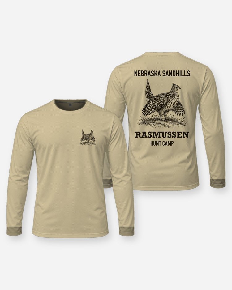 Nebraska Sandhills Custom Name Hunt Camp Sharptail Grouse Shirt - Long Sleeve