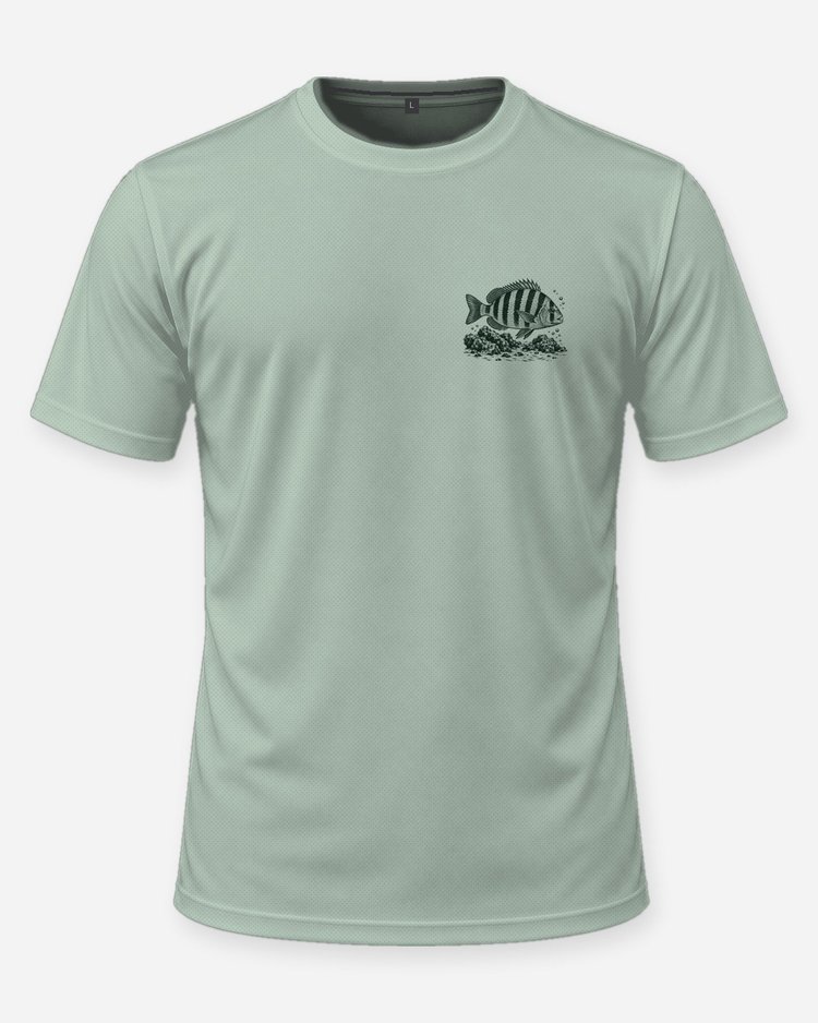 Custom Name Convict Fish Sheepshead Oyster Rock Woodcut Shirt - front