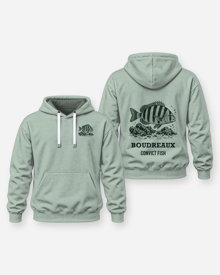 Custom Name Convict Fish Sheepshead Oyster Rock Woodcut Shirt - Hoodie