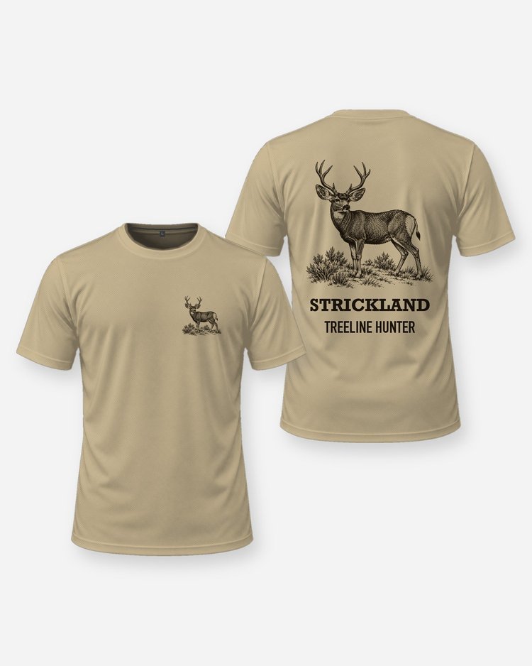 Custom Name Treeline Hunter Mule Deer Sagebrush Woodcut Shirt - front and back