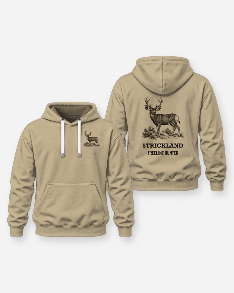 Custom Name Treeline Hunter Mule Deer Sagebrush Woodcut Shirt - Hoodie