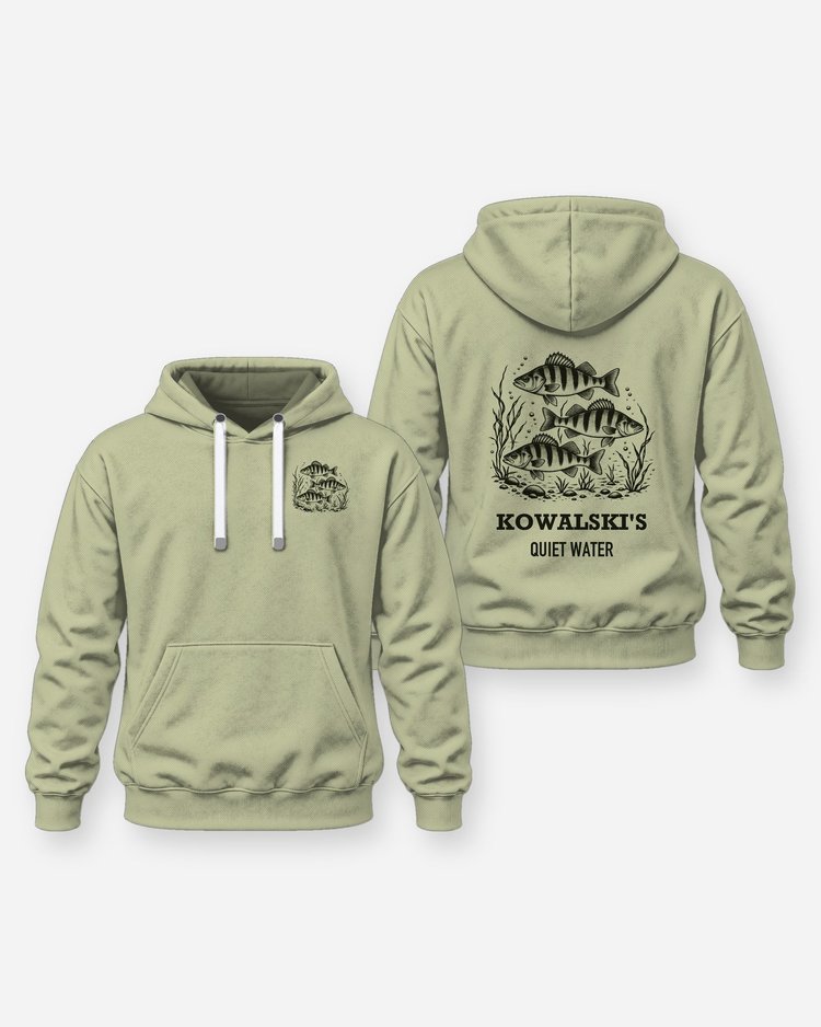 Custom Name Quiet Water Yellow Perch School Woodcut Shirt - Hoodie
