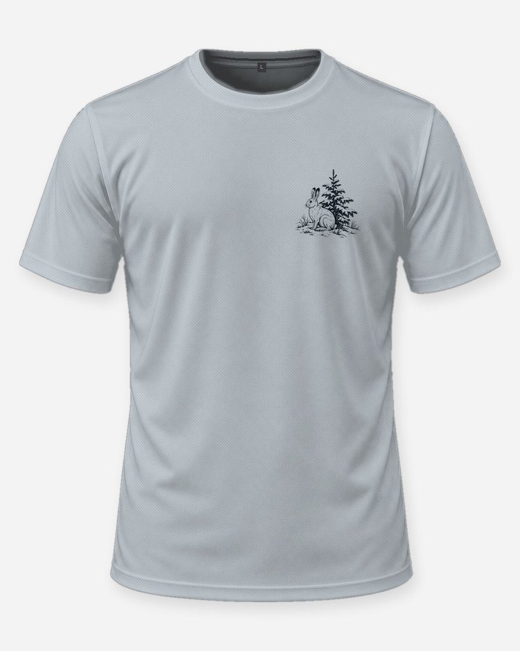Custom Name Late Season Snowshoe Hare Woodcut Hunting Shirt - front