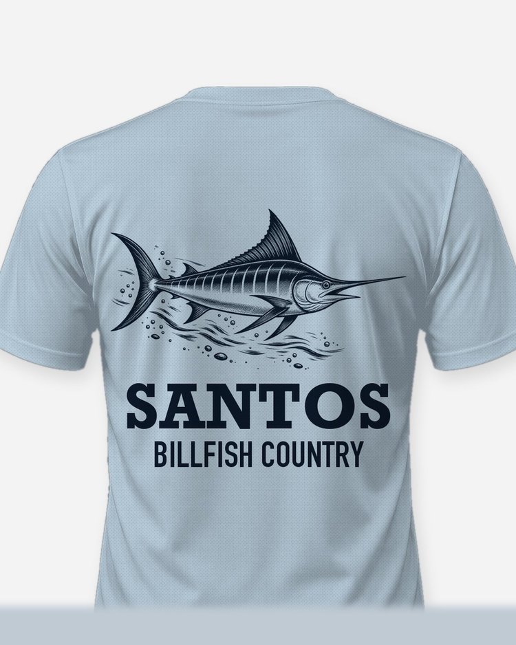Custom Name Billfish Country Marlin Woodcut Fishing Shirt - print close-up