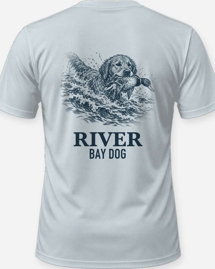 Custom Dog Name Retriever Bay Duck Hunting Shirt - print close-up