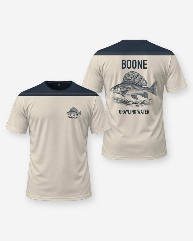 Custom Name Arctic Grayling Water Fly Fishing Shirt - front and back