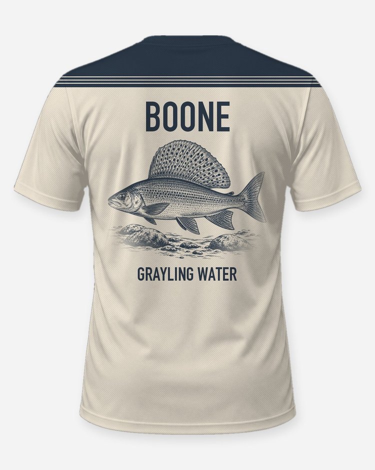 Custom Name Arctic Grayling Water Fly Fishing Shirt - back