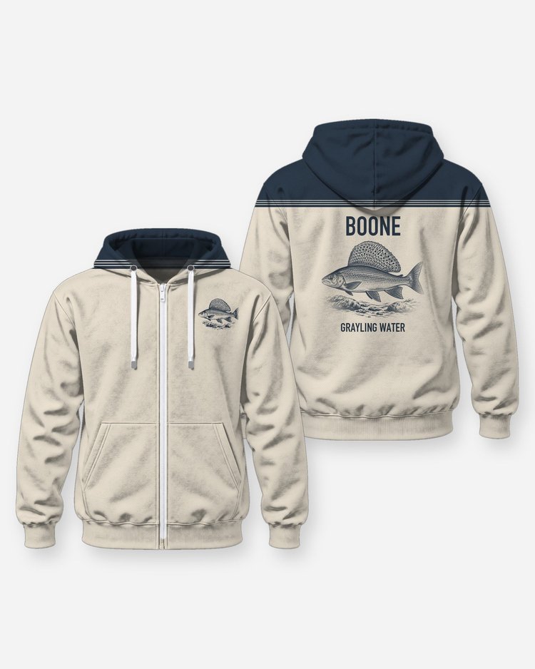 Custom Name Arctic Grayling Water Fly Fishing Shirt - Zip Hoodie