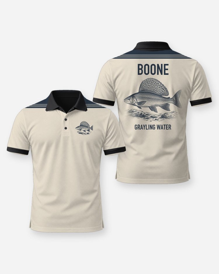 Custom Name Arctic Grayling Water Fly Fishing Shirt - Polo