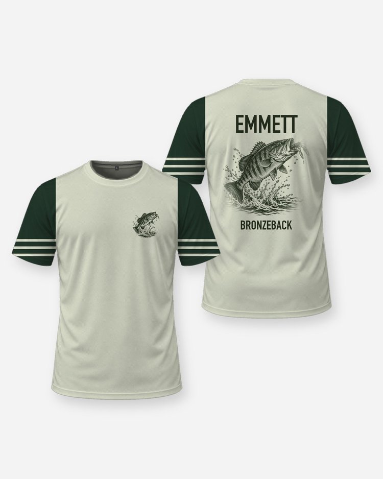 Custom Name Bronzeback Smallmouth Bass River Shirt - front and back