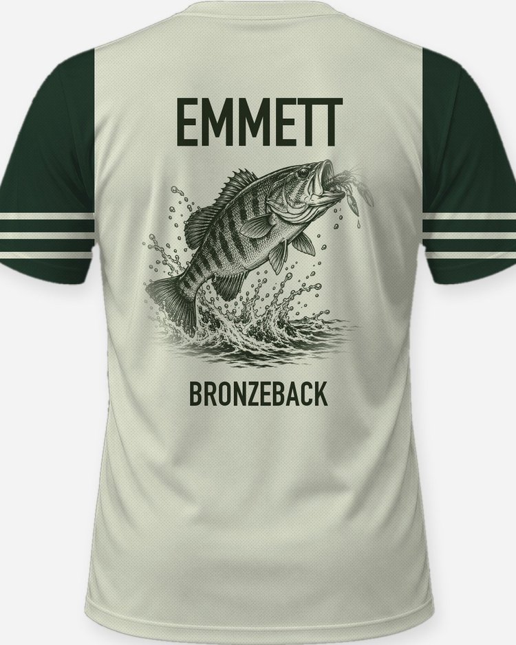Custom Name Bronzeback Smallmouth Bass River Shirt - print close-up