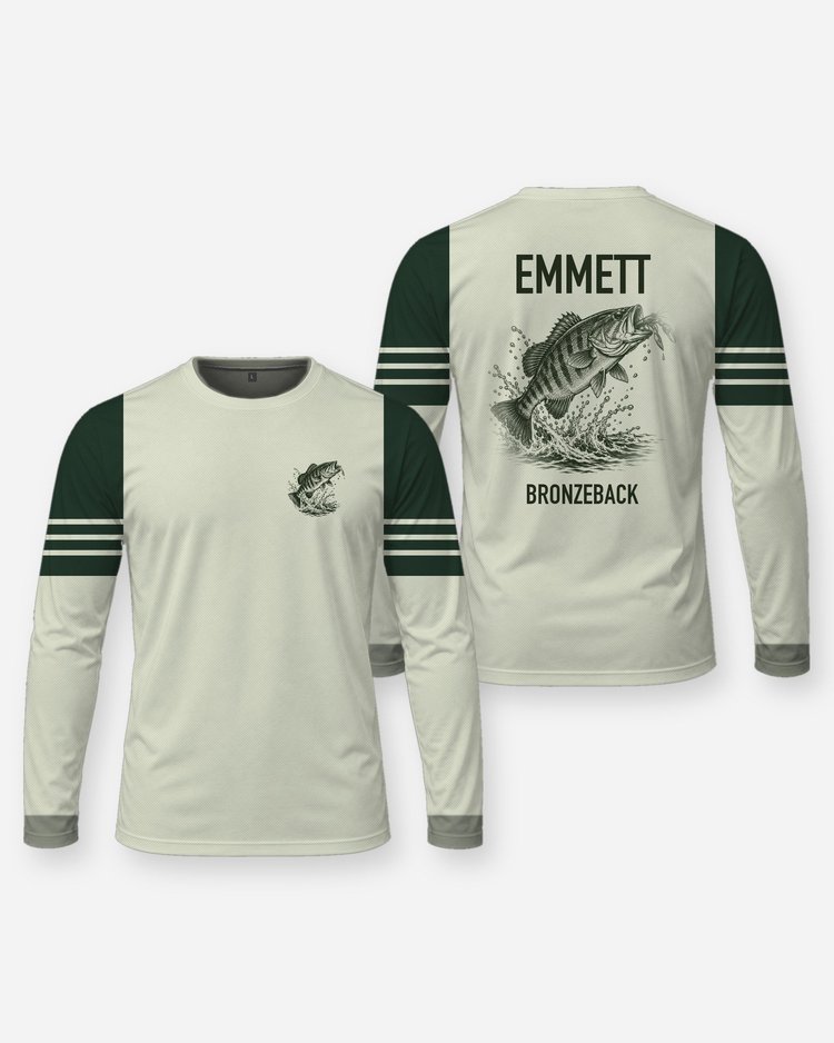 Custom Name Bronzeback Smallmouth Bass River Shirt - Long Sleeve