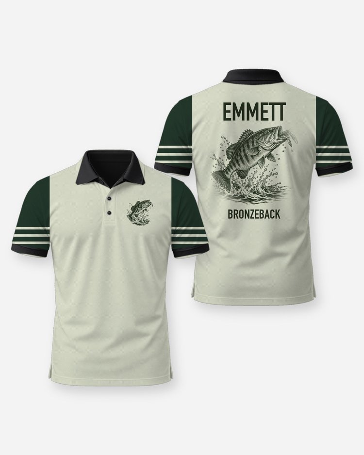 Custom Name Bronzeback Smallmouth Bass River Shirt - Polo