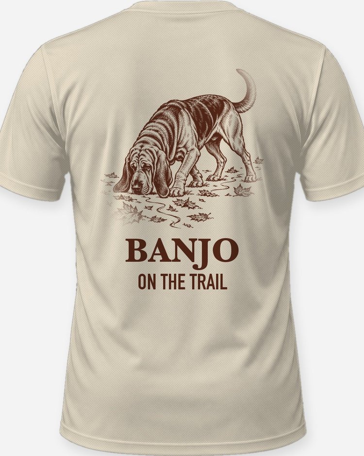Custom Dog Name Bloodhound On The Trail Shirt - print close-up