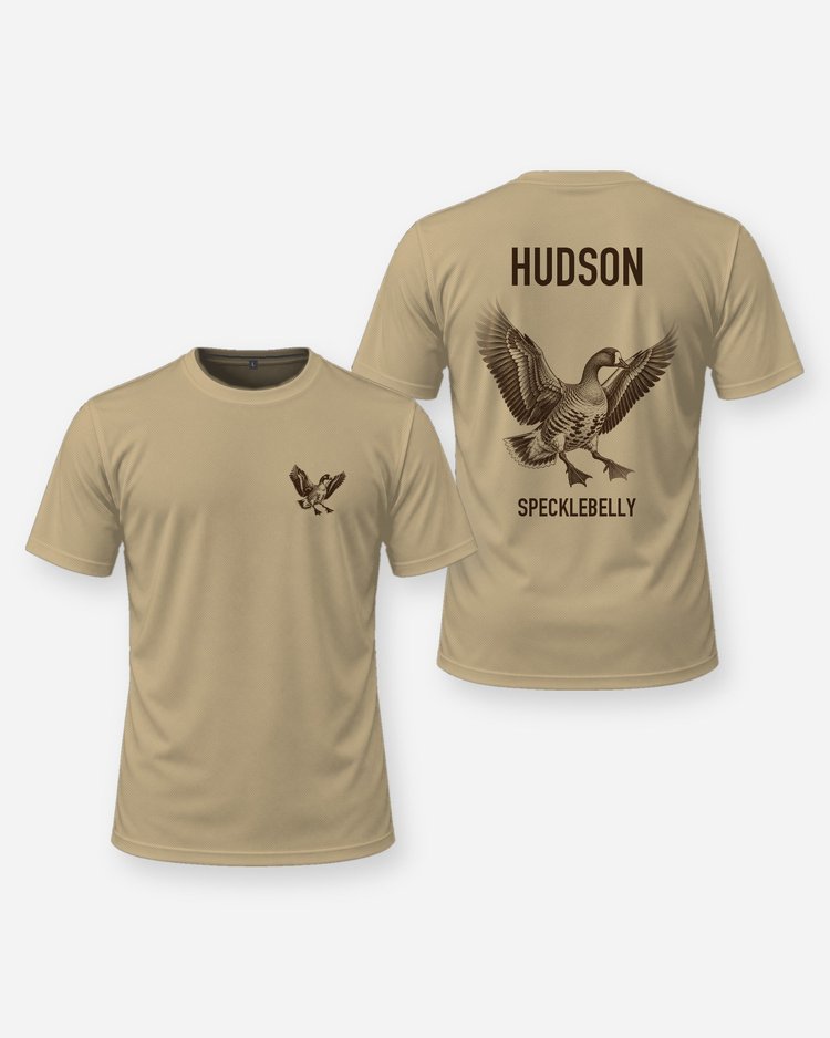 Custom Name Specklebelly Goose Landing Hunting Shirt - front and back