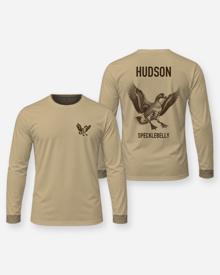 Custom Name Specklebelly Goose Landing Hunting Shirt - Long Sleeve