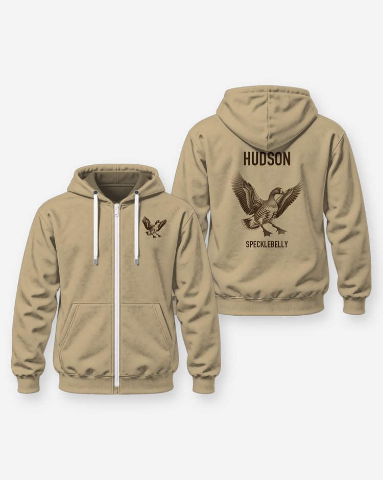 Custom Name Specklebelly Goose Landing Hunting Shirt - Zip Hoodie