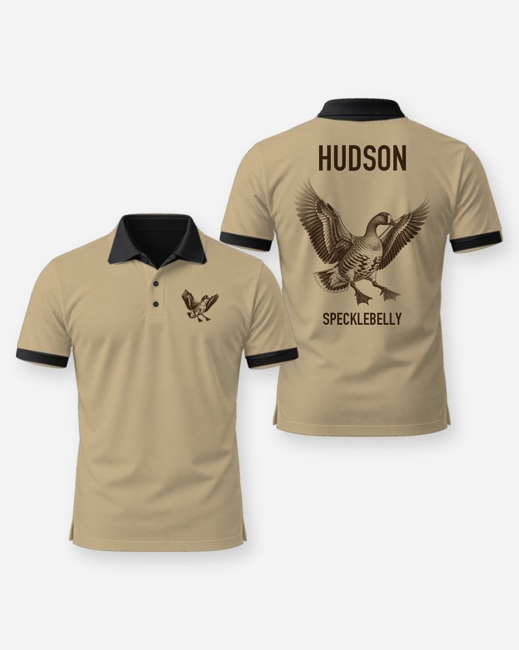 Custom Name Specklebelly Goose Landing Hunting Shirt - Polo
