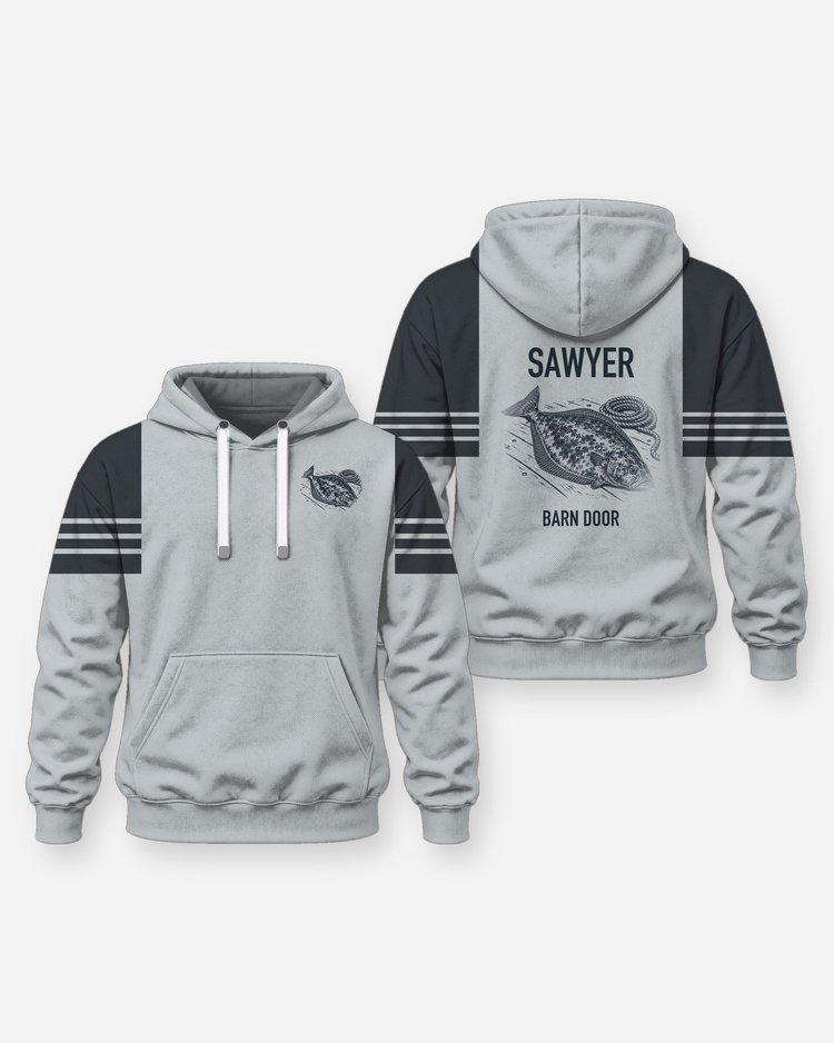 Custom Name Barn Door Halibut Fishing Shirt - Hoodie
