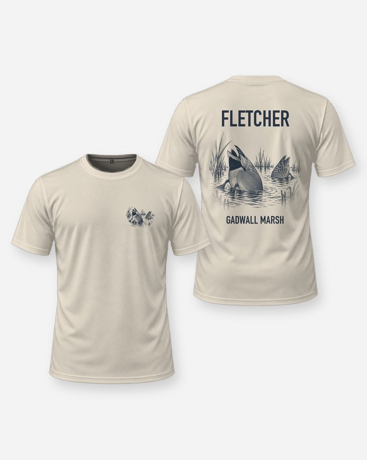Custom Name Gadwall Ducks Marsh Hunting Shirt - front and back