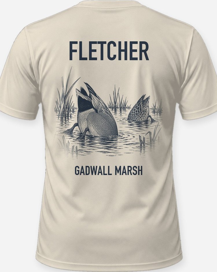Custom Name Gadwall Ducks Marsh Hunting Shirt - print close-up
