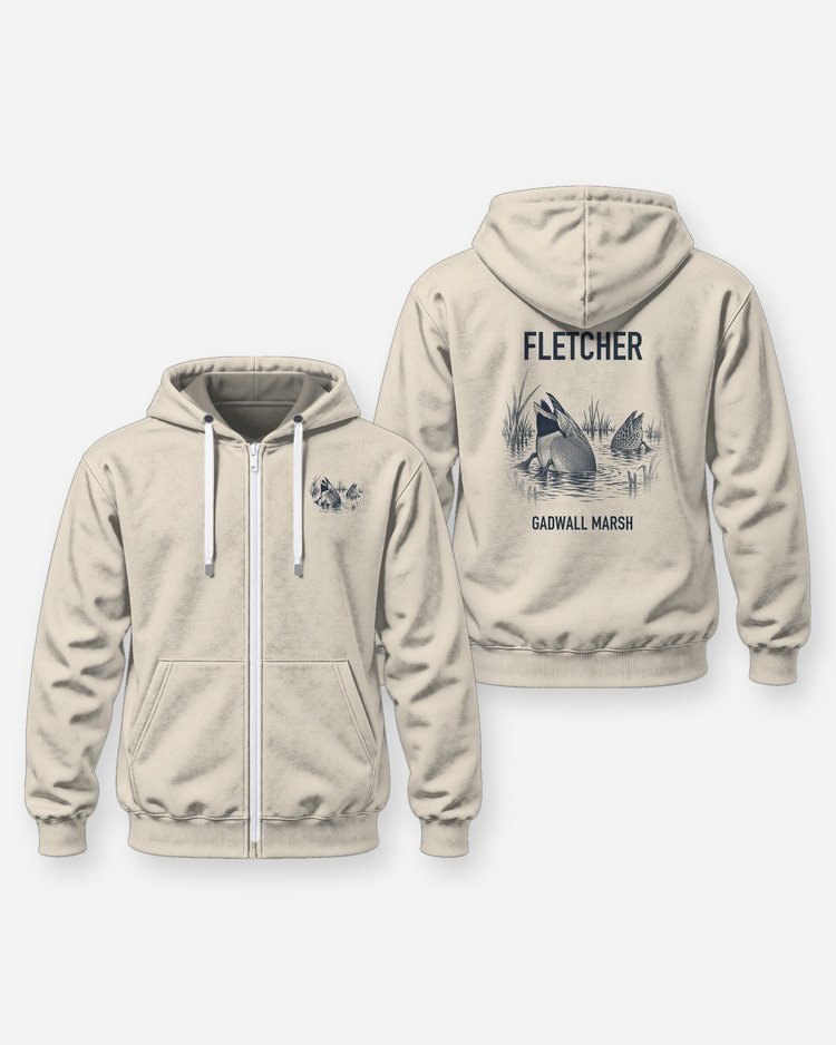 Custom Name Gadwall Ducks Marsh Hunting Shirt - Zip Hoodie