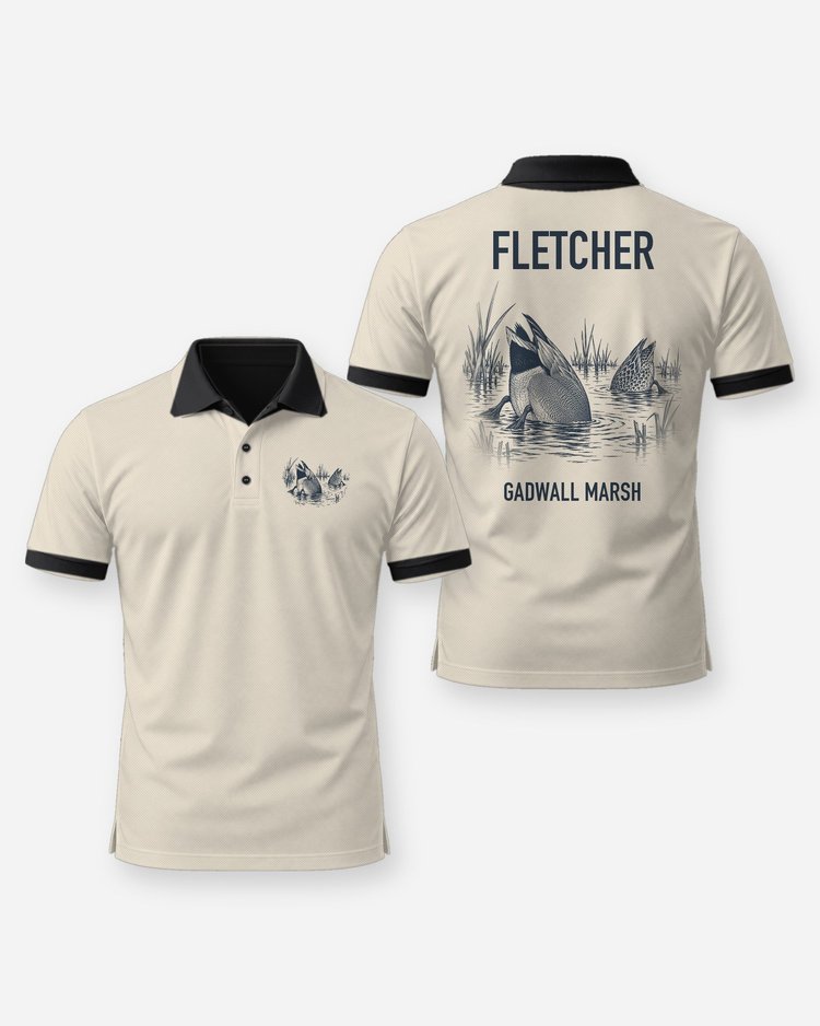 Custom Name Gadwall Ducks Marsh Hunting Shirt - Polo