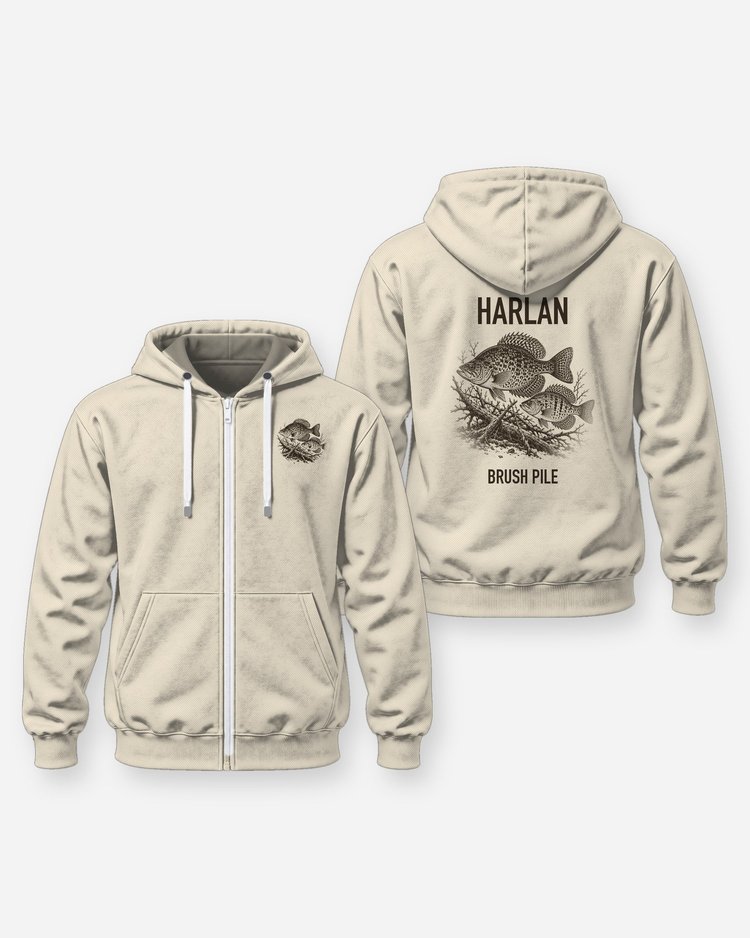 Custom Name Crappie Brush Pile Fishing Shirt - Zip Hoodie