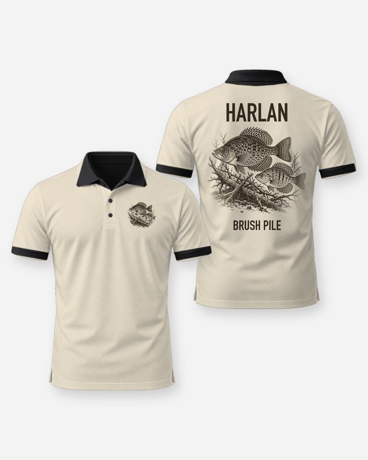 Custom Name Crappie Brush Pile Fishing Shirt - Polo
