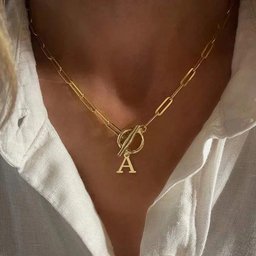 Paperclip Letter Initial Circle Lock Clasp Necklace – Veinci