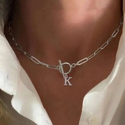 Paperclip Letter Initial Circle Lock Clasp Necklace – Veinci
