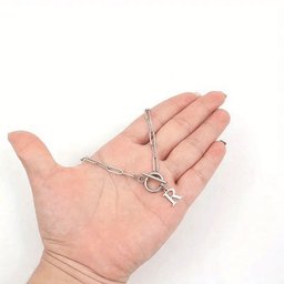 Paperclip Letter Initial Circle Lock Clasp Necklace – Veinci