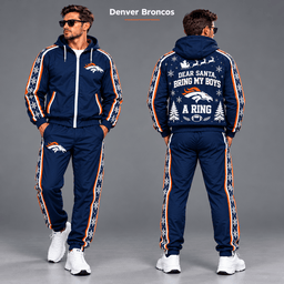Denver Broncos Dear Santa Christmas tracksuit front and back