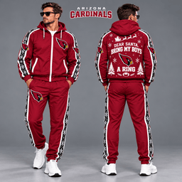 Arizona Cardinals Dear Santa Christmas tracksuit front and back