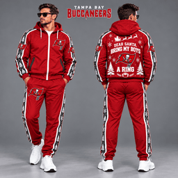 Tampa Bay Buccaneers Dear Santa Christmas tracksuit front and back