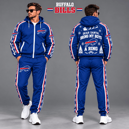 Buffalo Bills Dear Santa Christmas tracksuit front and back