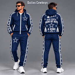 Dallas Cowboys Dear Santa Christmas tracksuit front and back