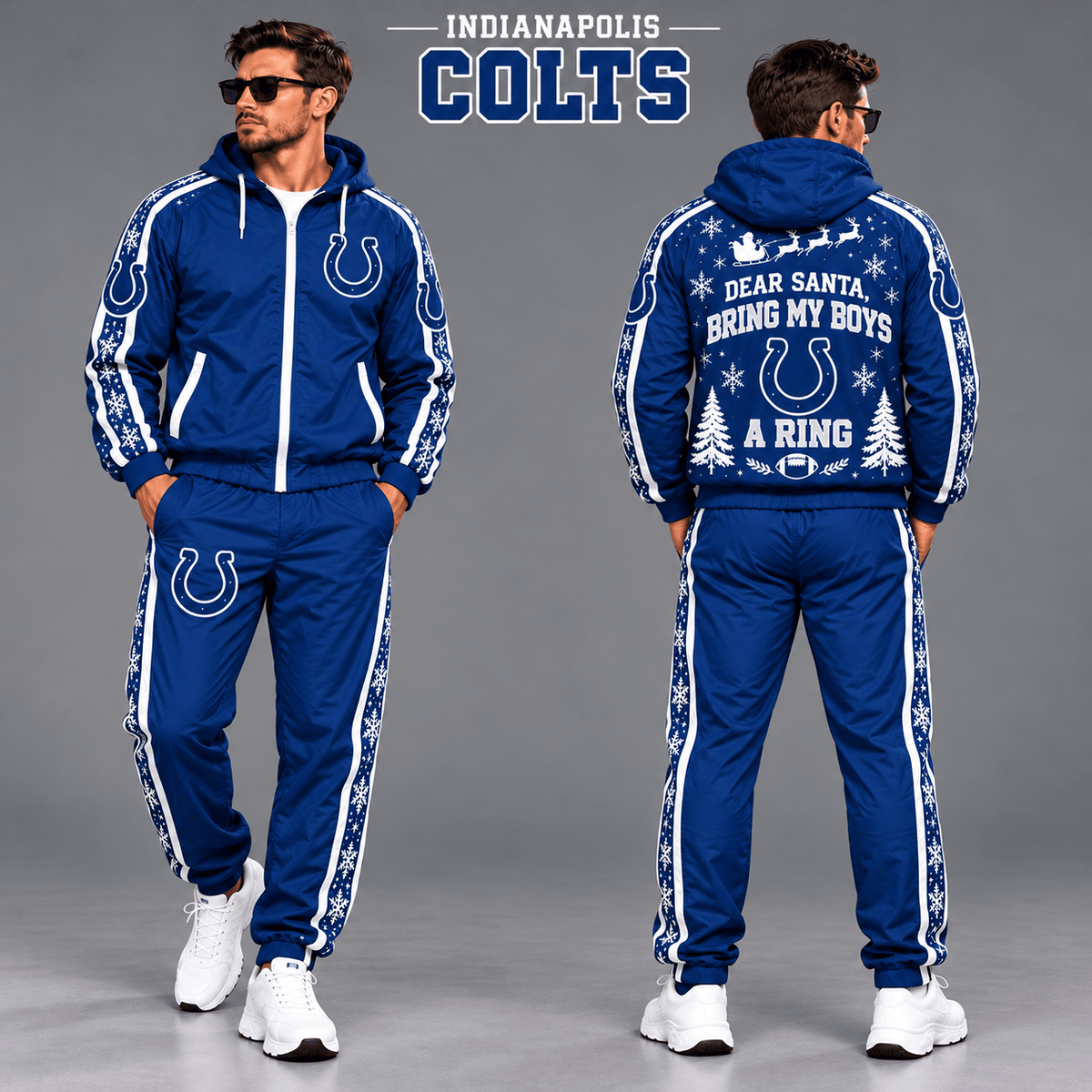 Indianapolis Colts Dear Santa Christmas tracksuit front and back