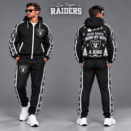 Las Vegas Raiders Dear Santa Christmas tracksuit front and back